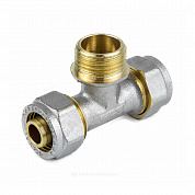 Тройник МП латунь никель обжим Дн 20х3/4"х20 НР ГОСТ 32415-2013 7014 Aquasfera 7014-02 .