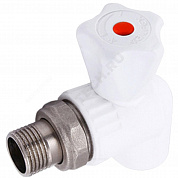 Кран шаровой PP-R белый Дн 20х1/2" НР угловой для радиатора VALFEX 10148020