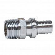 Муфта для PE-X труб аксиальная латунь хром Дн 20х3/4" НР THERM S Рехау 12588273002