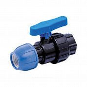 Кран шаровой компрессионный ПЭ Дн 32х1/2" ВР Ру10 RTP (РосТурПласт) 14397