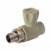 Клапан (вентиль) PP-R запорный серый Дн 20х1/2" Ру25 НР прямой для радиатора RTP (РосТурПласт) 15820
