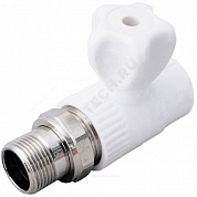 Кран шаровой PP-R белый Дн 25х3/4" НР прямой для радиатора VALFEX 10149025