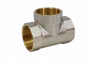 Тройник латунь никель Ду 20 (3/4") ВР/ВР 9007 ГОСТ 32585-2013 Aquasfera 9007-02