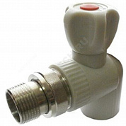 Кран шаровой PP-R серый Дн 25х1/2" НР угловой для радиатора VALFEX 10148125Г