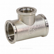 Тройник латунь никель переходной Ду 25х20х25 (1"х3/4"х1") ВР VALFEX VF.750.N.100.034.100