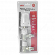 Комплект для бок/п радиатора термостатический 3в1 жид/нап для двухтр Ду 15 Ру10 угловой гайка М30х1,5 6-28oC без преднастройки штуцер без уплотнения Ogint